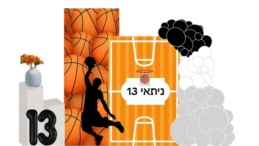 רקע כדורסל עם דמות שחקן לאירוע בנושא ספורט