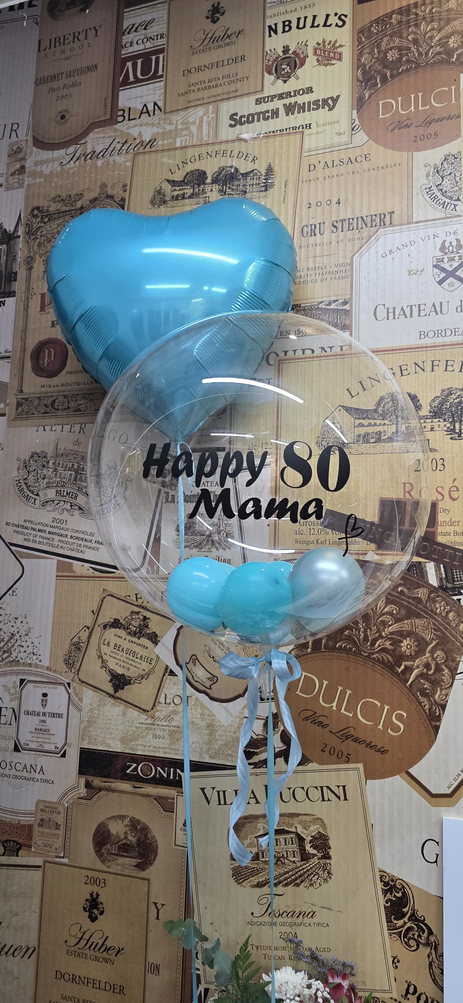 בלון שקוף עם כיתוב Happy 80 Mama לחגיגת יום הולדת